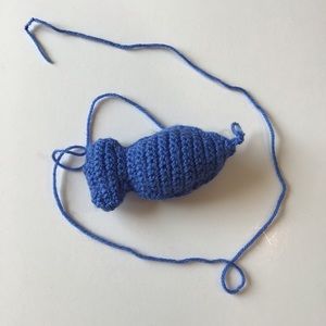 Handmade Crocheted Cat Toy Blue Fish With 32" Lanyard Catnip Stuffed Interactive
